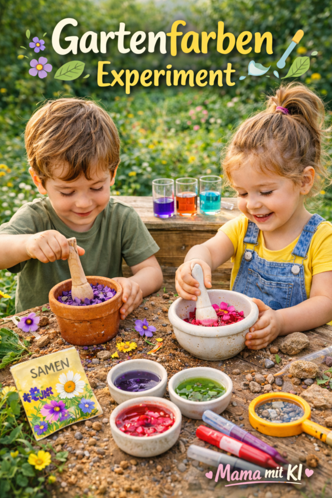 15 Gartenideen für Kinder im Frühling Kind verreibt Blüten und gewinnt Pflanzenfarben
