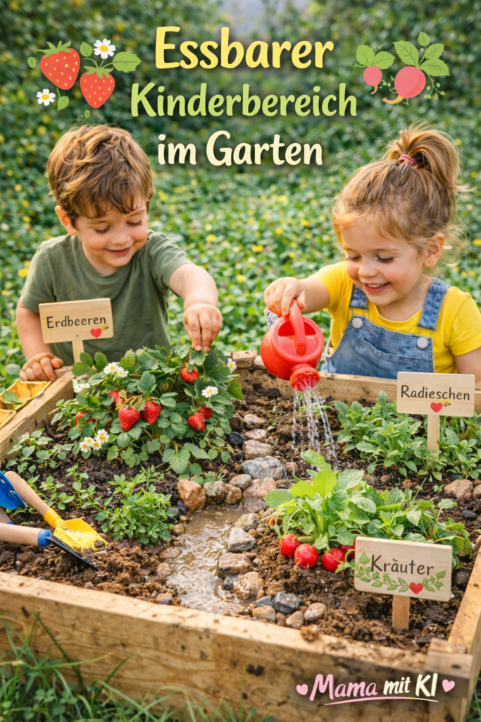 15 Gartenideen für Kinder im Frühling Kinder-Beet mit Erdbeeren und Kräutern