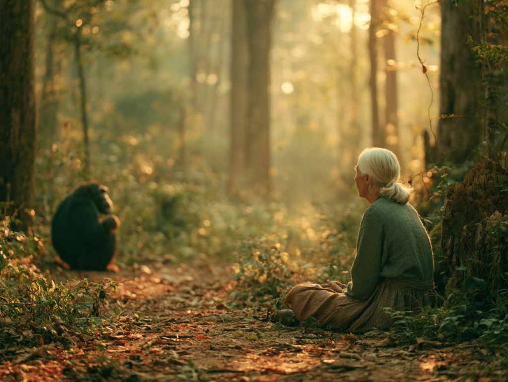 Jane Goodall für Kinder: 5 Natur-Ideen für kleine Tierforscher u6386941713 jane goodall as a young researcher sitting quietl f483e057 dffa 4d60 867b d19b5d18d627 1
