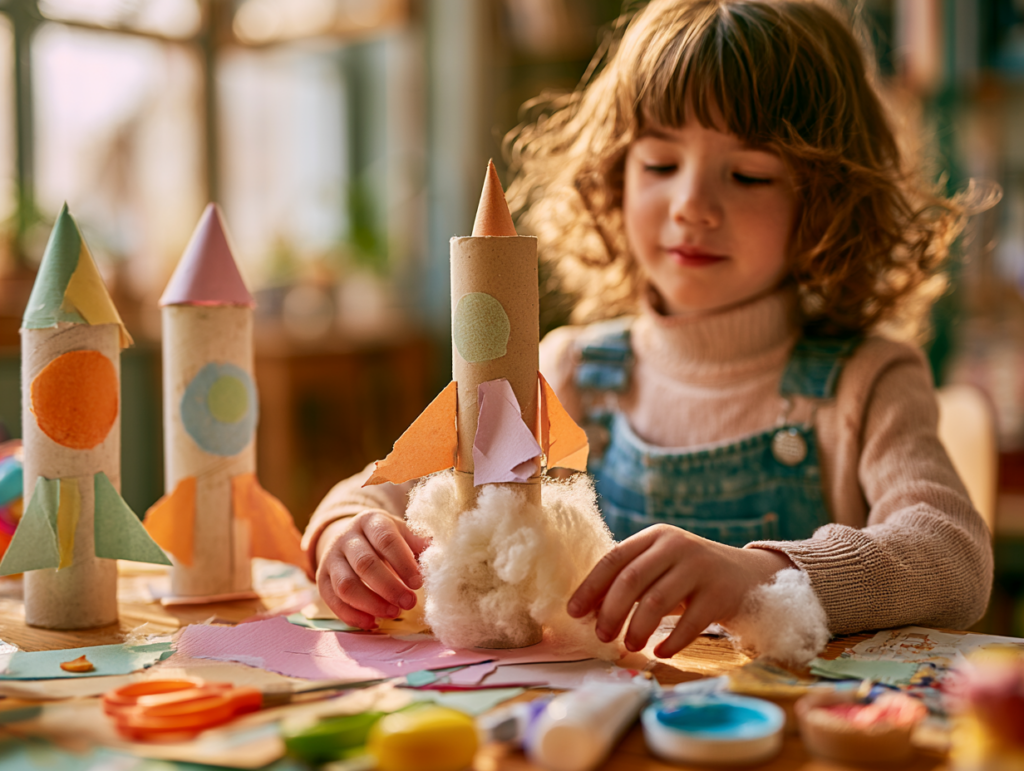 u6386941713 photorealistic child crafting a small space rocke 0e6beda2 c6b1 4759 beea 36c0ce6ca868 1