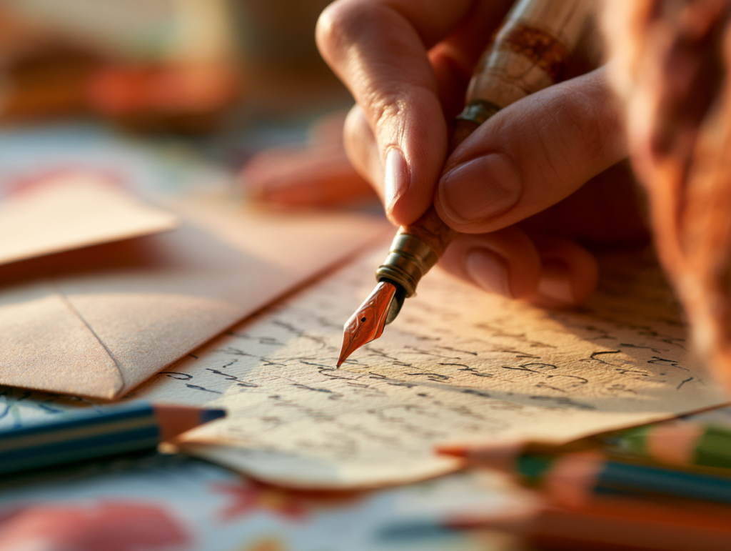 u6386941713 photorealistic close up of a mothers hand writing 356d1075 cdae 41b5 ba37 42267c1e239e 3