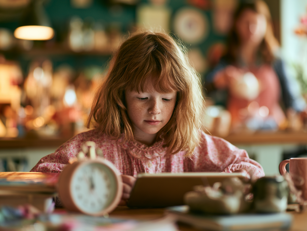 u6386941713 photorealistic school age child calmly using a ta 8d16a23f 6e74 4898 9a06 190fabfc9037 1