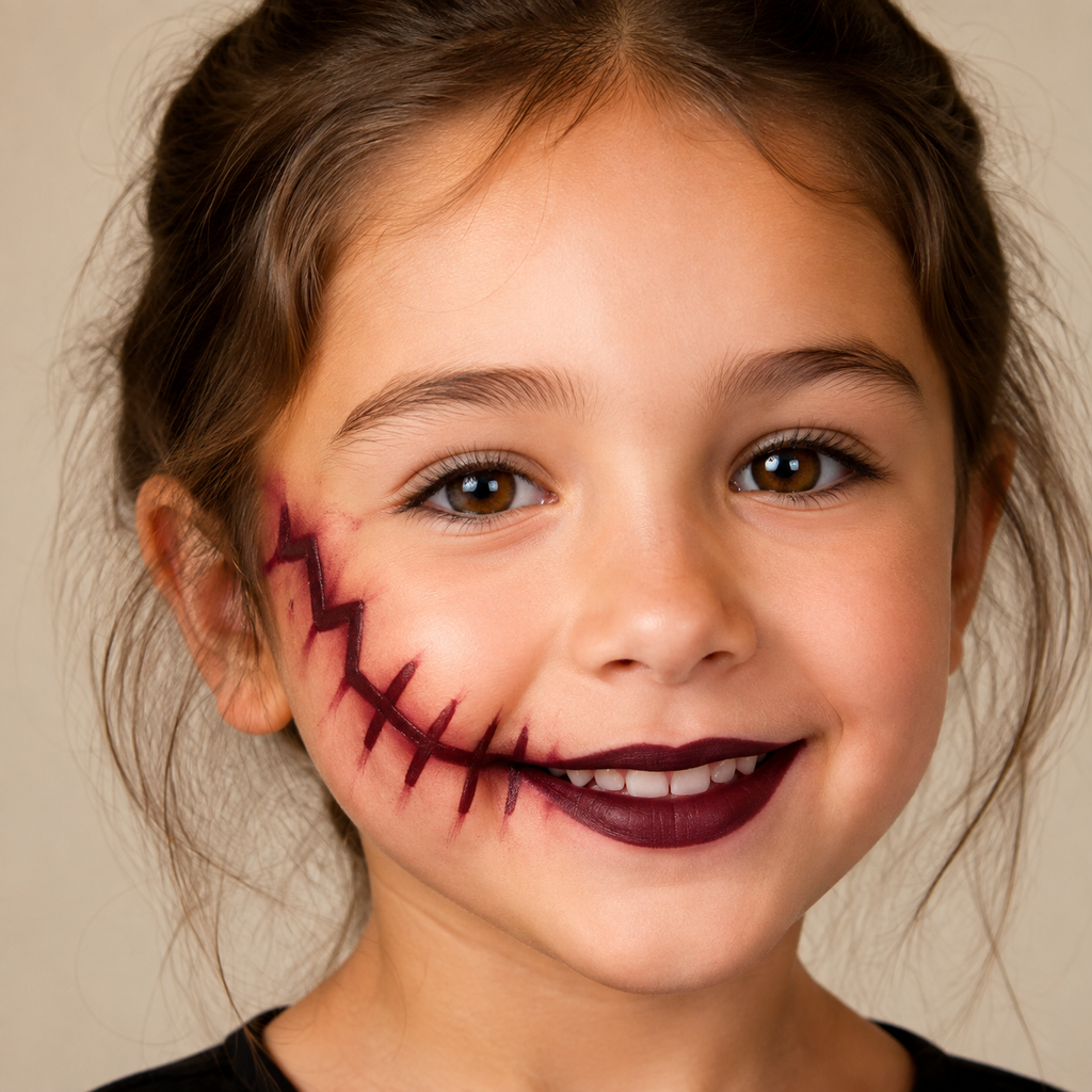 fröhliches kind mit halloween schminke